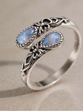 3 For $30 💦Waterproof 💦 Silver Moonstone Wrap Ring ✨